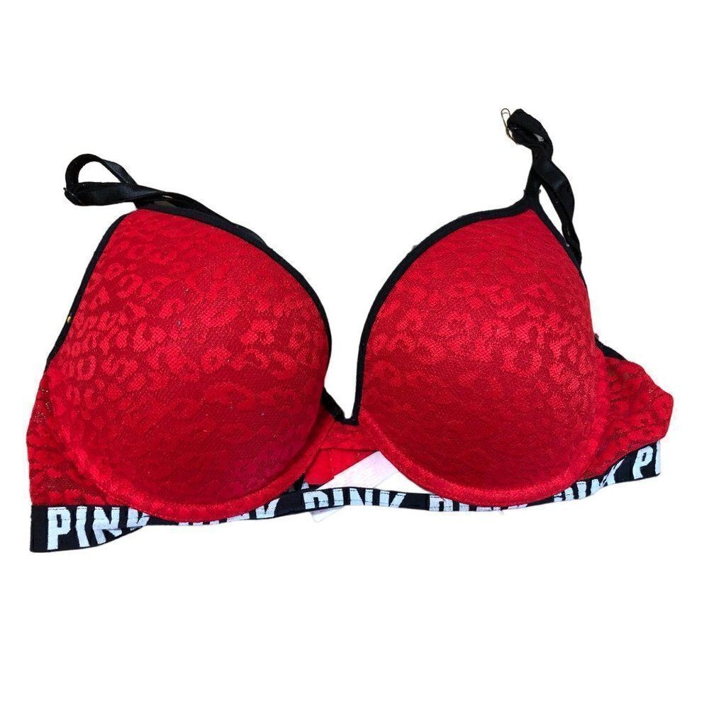 Victorias Secret Pink Bra 32D Underwire Padded Full Coverage